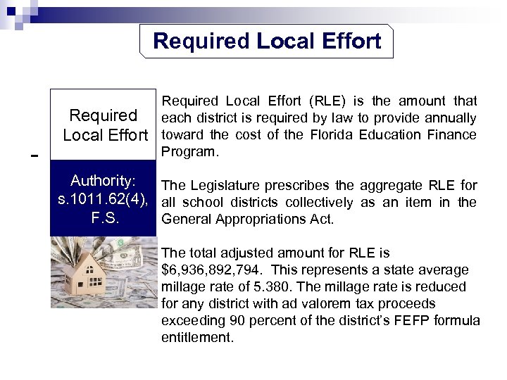 Required Local Effort - Required Local Effort (RLE) is the amount that each district