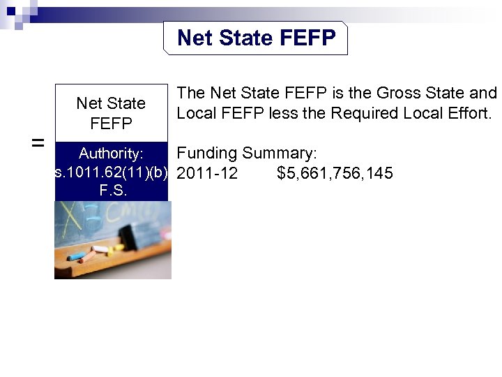 Net State FEFP = Net State FEFP The Net State FEFP is the Gross