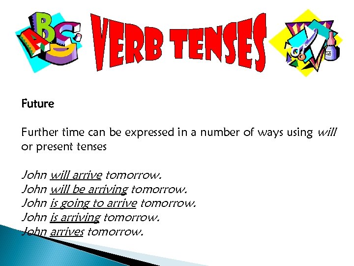 Future Further time can be expressed in a number of ways using will or