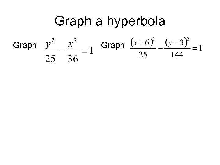 Graph a hyperbola Graph 