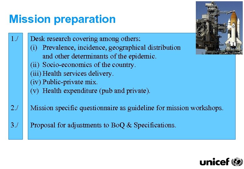 Mission preparation 1. / Desk research covering among others: (i) Prevalence, incidence, geographical distribution