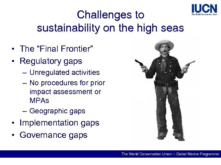 Challenges to sustainability on the high seas • The “Final Frontier” • Regulatory gaps