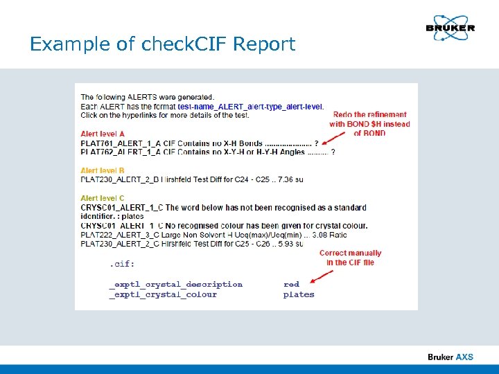 Example of check. CIF Report 