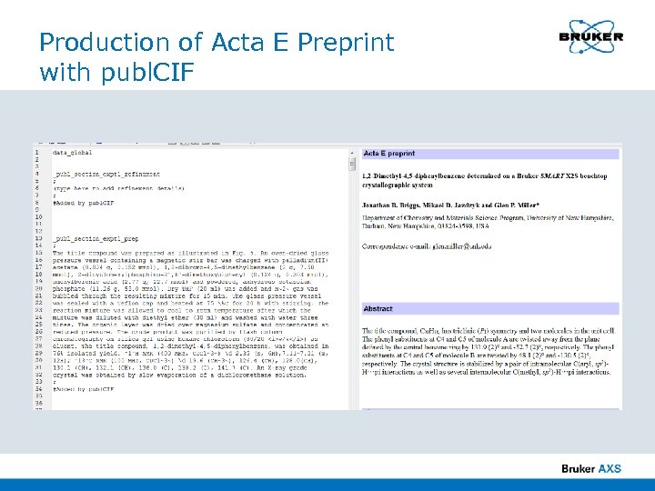 Production of Acta E Preprint with publ. CIF 