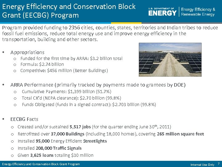 Energy Efficiency and Conservation Block Grant (EECBG) Program provided funding to 2356 cities, counties,