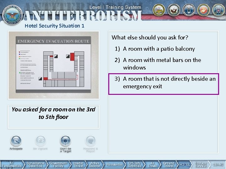 Hotel Security Situation 1 What else should you ask for? 1) A room with