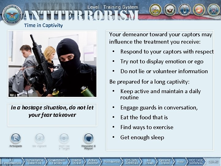 Time in Captivity Your demeanor toward your captors may influence the treatment you receive: