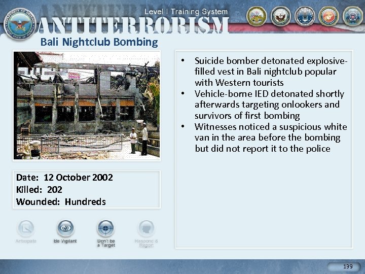 Bali Nightclub Bombing • Suicide bomber detonated explosivefilled vest in Bali nightclub popular with