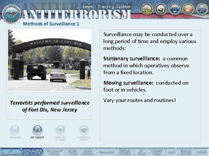 Methods of Surveillance 1 Surveillance may be conducted over a long period of time