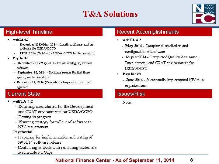 T&A Solutions High-level Timeline • • Recent Accomplishments web. TA 4. 2 - December