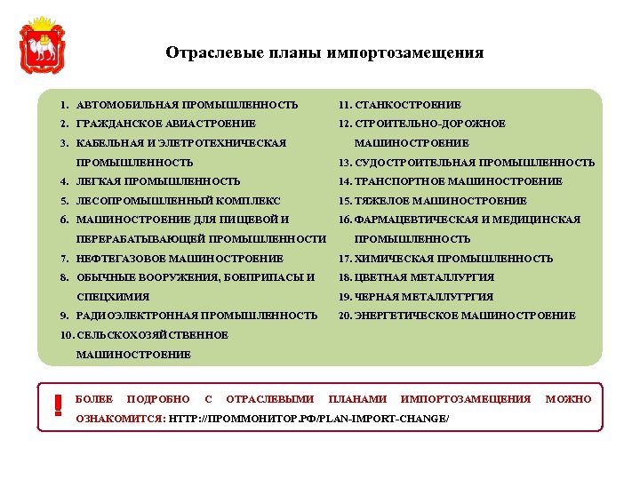 План содействия импортозамещению в промышленности