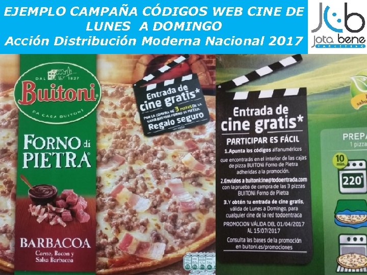 EJEMPLO CAMPAÑA CÓDIGOS WEB CINE DE LUNES A DOMINGO Acción Distribución Moderna Nacional 2017