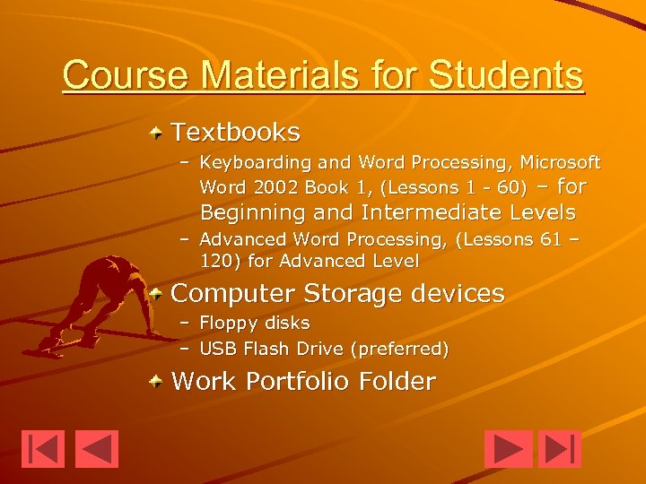 Course Materials for Students Textbooks – Keyboarding and Word Processing, Microsoft Word 2002 Book