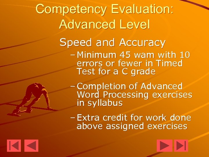 Competency Evaluation: Advanced Level Speed and Accuracy – Minimum 45 wam with 10 errors