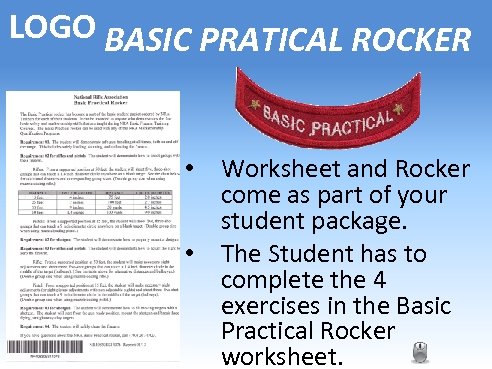 LOGO BASIC PRATICAL ROCKER • Worksheet and Rocker come as part of your student