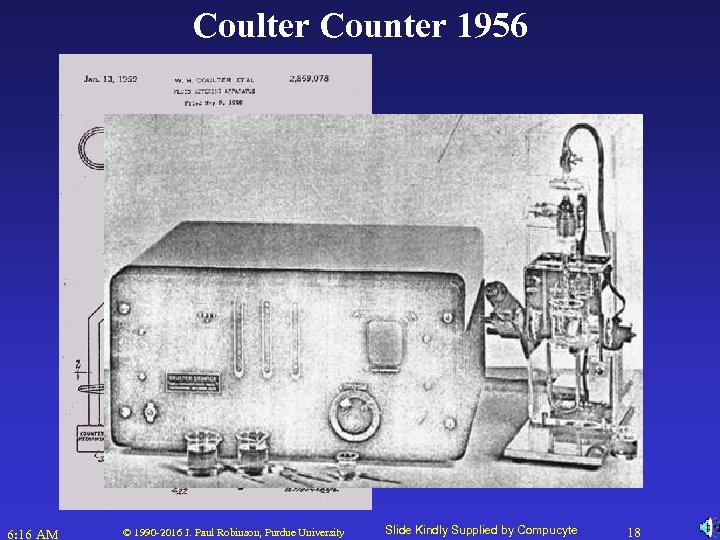 Coulter Counter 1956 6: 16 AM © 1990 -2016 J. Paul Robinson, Purdue University