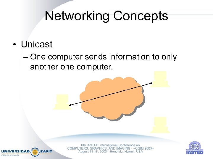 Networking Concepts • Unicast – One computer sends information to only another one computer.