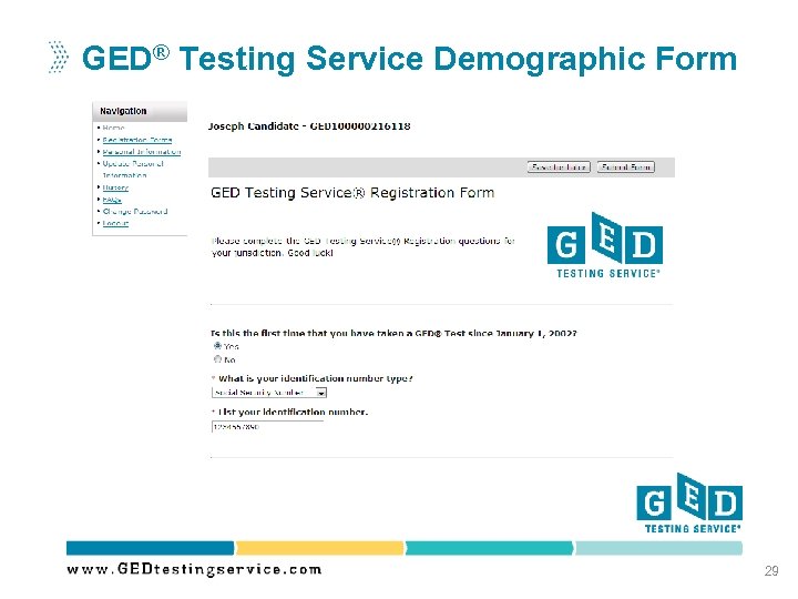 GED® Testing Service Demographic Form 29 