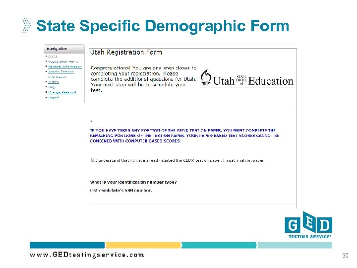State Specific Demographic Form 30 