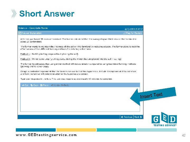 Short Answer xt Insert Te 42 