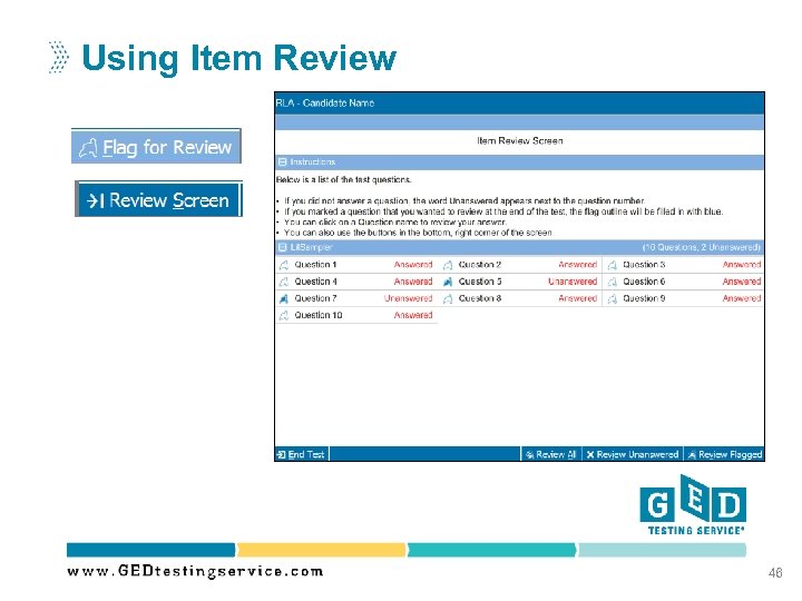 Using Item Review 46 