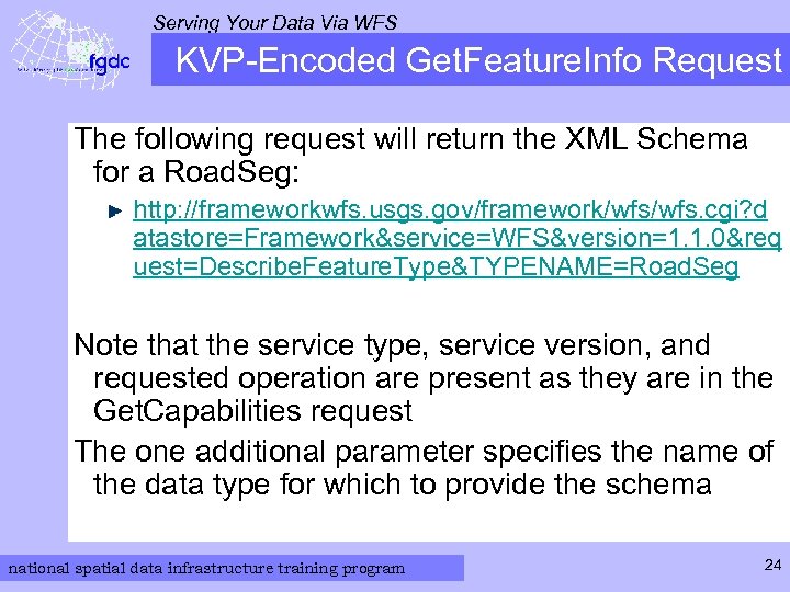Serving Your Data Via WFS KVP-Encoded Get. Feature. Info Request The following request will