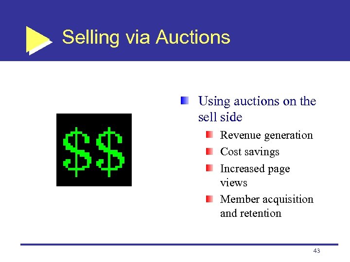 Selling via Auctions Using auctions on the sell side Revenue generation Cost savings Increased