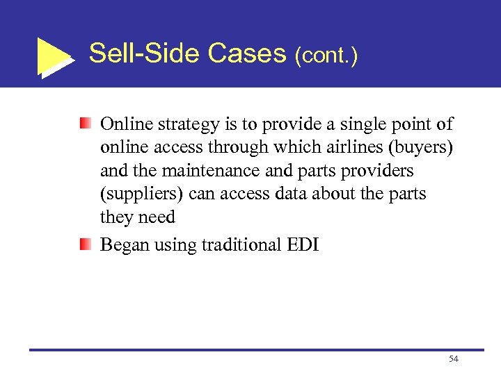 Sell-Side Cases (cont. ) Online strategy is to provide a single point of online
