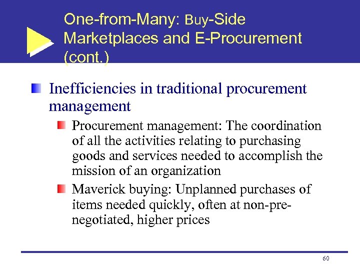 One-from-Many: Buy-Side Marketplaces and E-Procurement (cont. ) Inefficiencies in traditional procurement management Procurement management:
