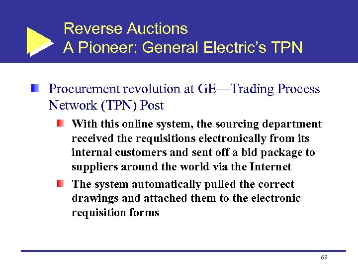 Reverse Auctions A Pioneer: General Electric’s TPN Procurement revolution at GE—Trading Process Network (TPN)