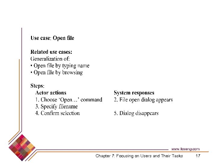 Chapter 7: Focusing on Users and Their Tasks 17 