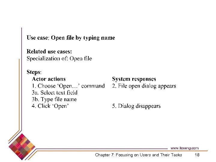 Chapter 7: Focusing on Users and Their Tasks 18 