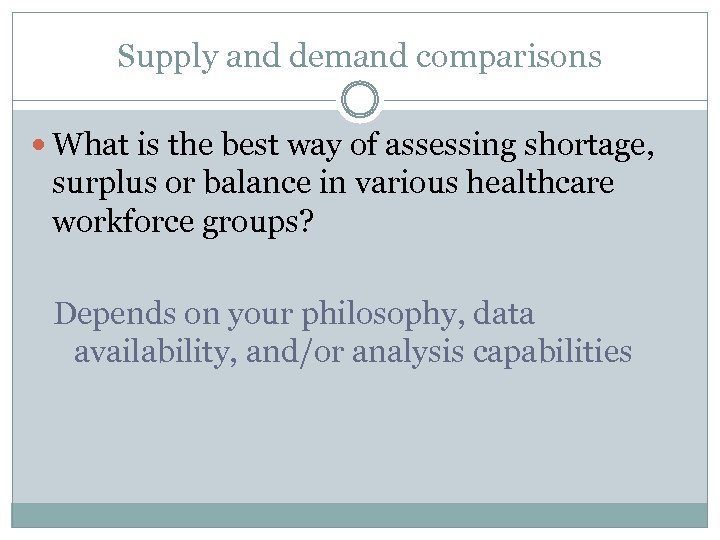 Supply and demand comparisons What is the best way of assessing shortage, surplus or