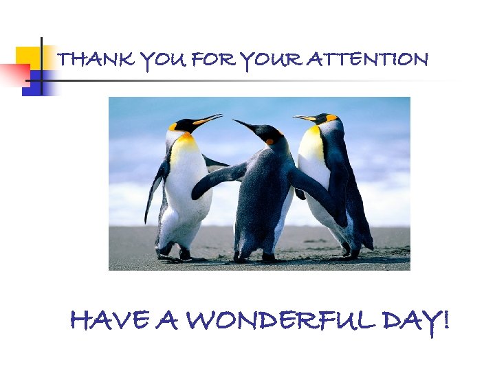 THANK YOU FOR YOUR ATTENTION HAVE A WONDERFUL DAY! 