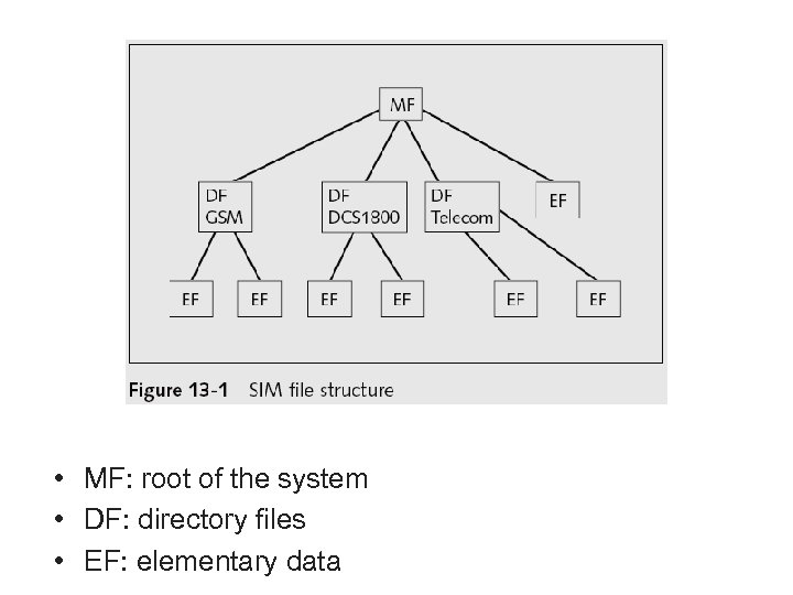  • MF: root of the system • DF: directory files • EF: elementary