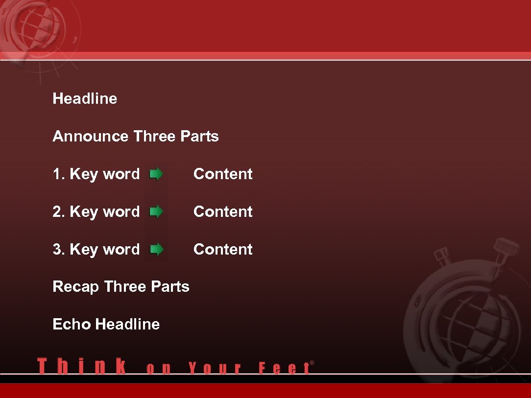 Headline Announce Three Parts 1. Key word Content 2. Key word Content 3. Key