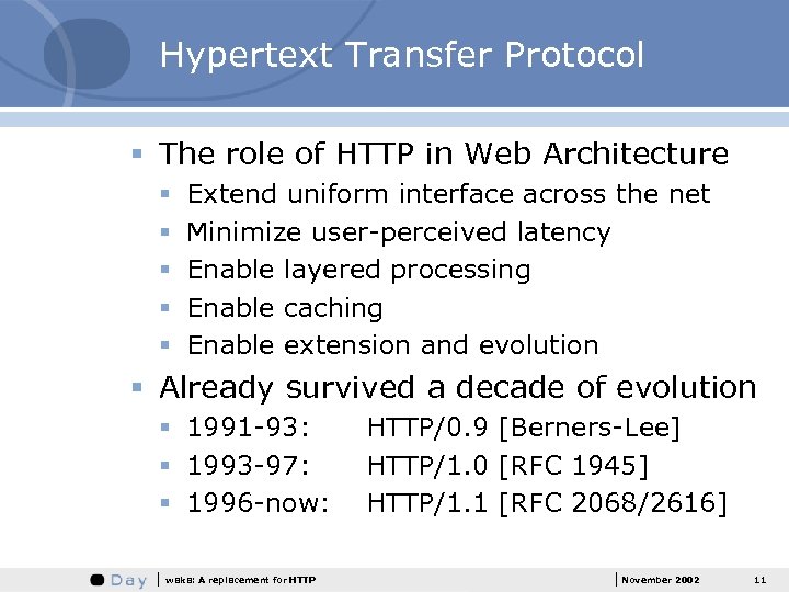 Hypertext Transfer Protocol § The role of HTTP in Web Architecture § § §