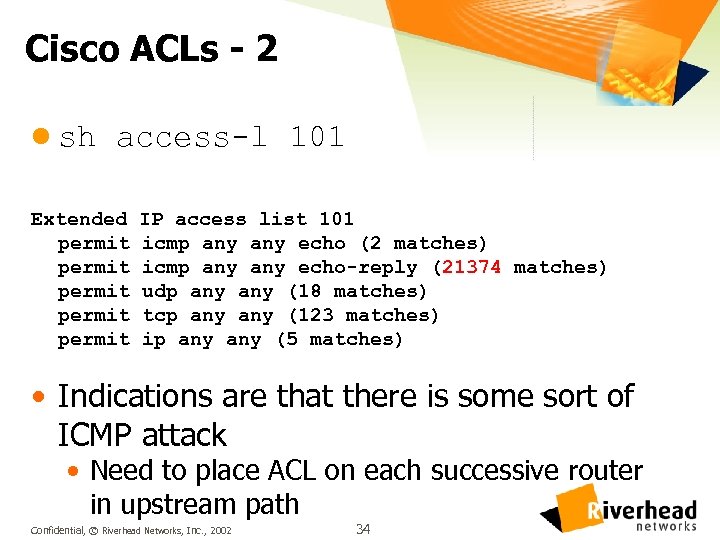 Cisco ACLs - 2 l sh access-l 101 Extended permit permit IP access list