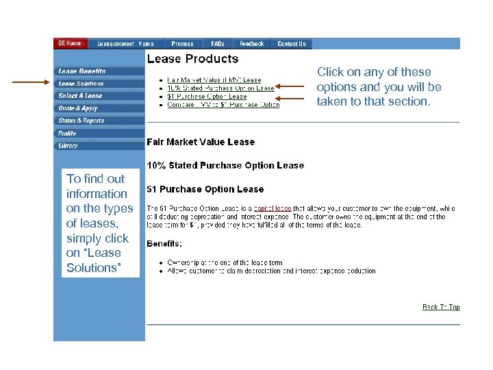 Click on any of these options and you will be taken to that section.