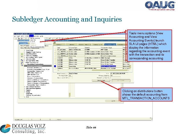Subledger Accounting and Inquiries Tools menu options (View Accounting and View Accounting Events) launch