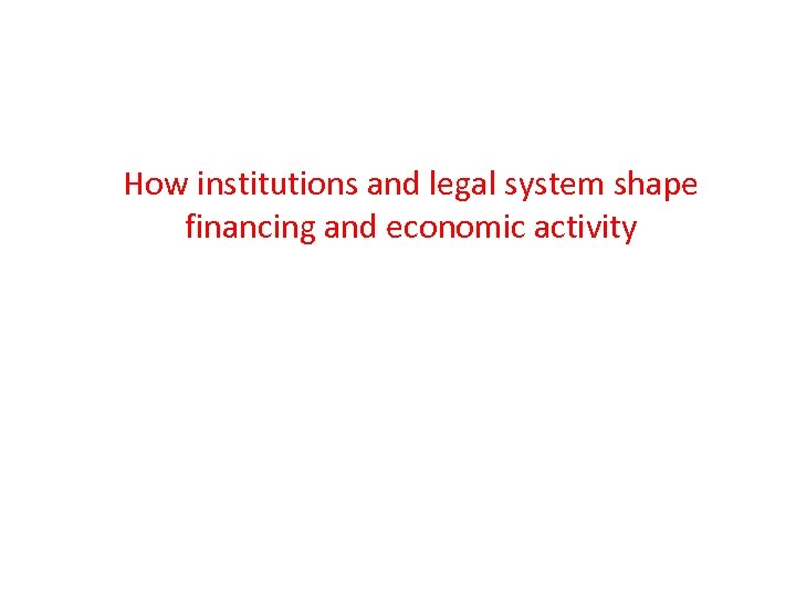 How institutions and legal system shape financing and economic activity 