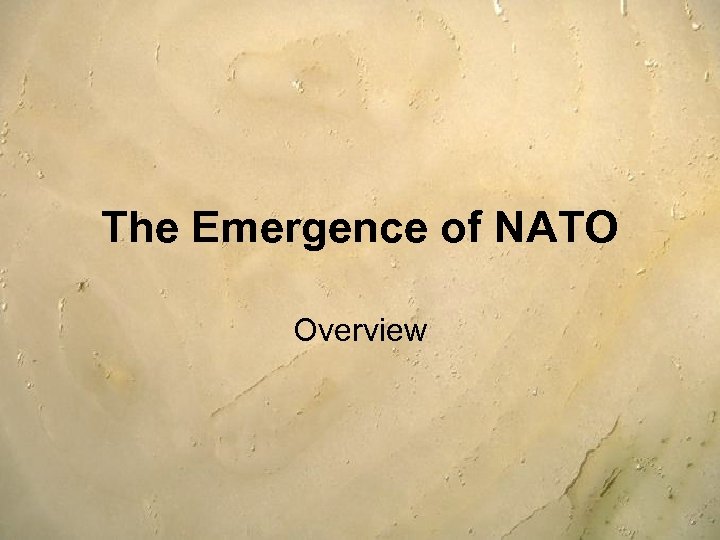 The Emergence of NATO Overview 