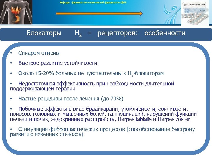 Кафедра фармакологии и клинической фармакологии ДМА Блокаторы Н 2 - рецепторов: особенности • Синдром