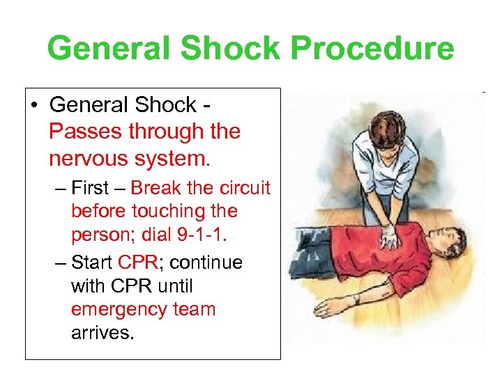 General Shock Procedure • General Shock Passes through the nervous system. – First –