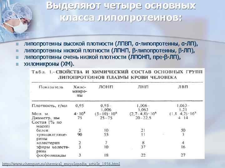 Выделяют четыре основных класса липопротеинов: n n липопротеины высокой плотности (ЛПВП, α-липопротеины, α-ЛП), липопротеины