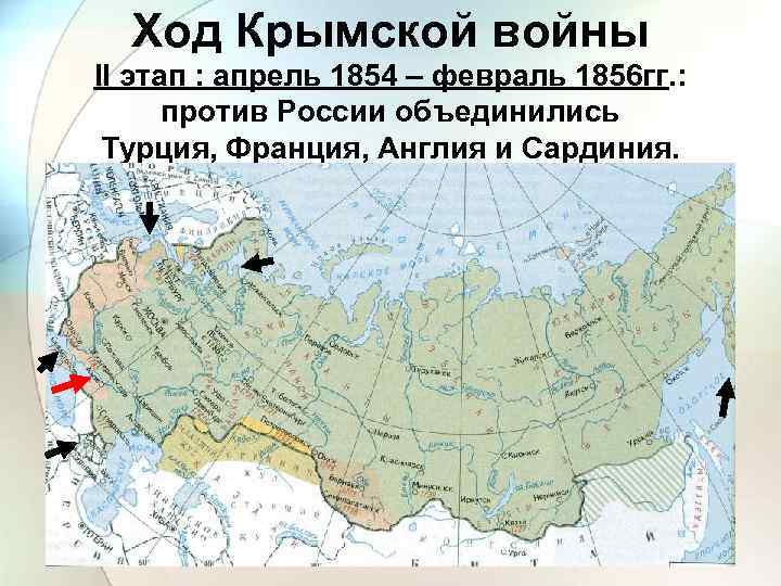 Ход Крымской войны II этап : апрель 1854 – февраль 1856 гг. : против