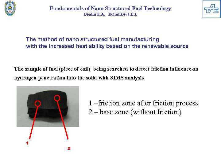 Fundamentals of Nano Structured Fuel Technology Deulin E. A. Ikonnikova E. I. The method