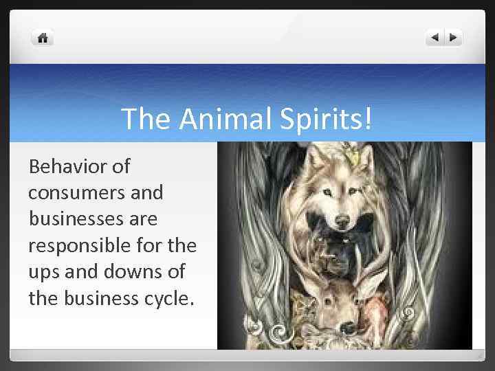 The Animal Spirits! Behavior of consumers and businesses are responsible for the ups and
