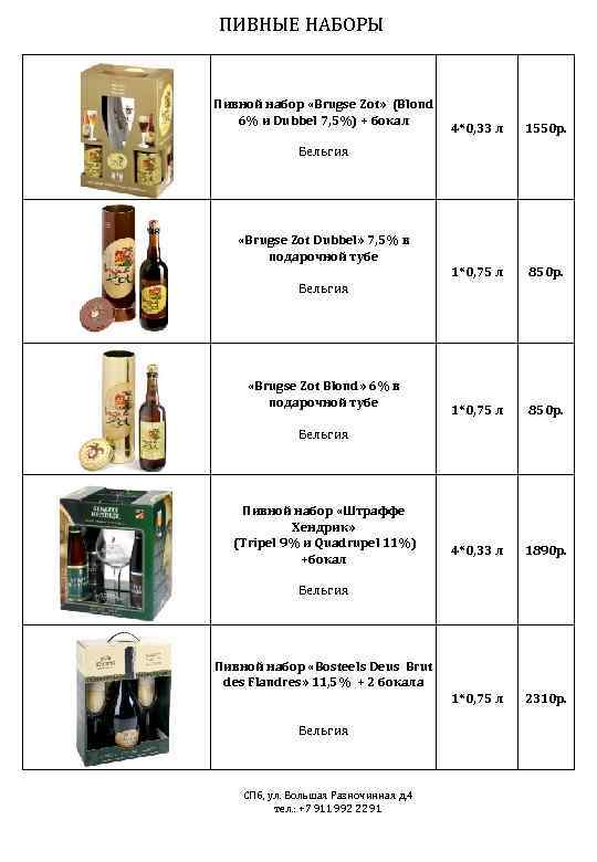 ПИВНЫЕ НАБОРЫ Пивной набор «Brugse Zot» (Blond 6% и Dubbel 7, 5%) + бокал