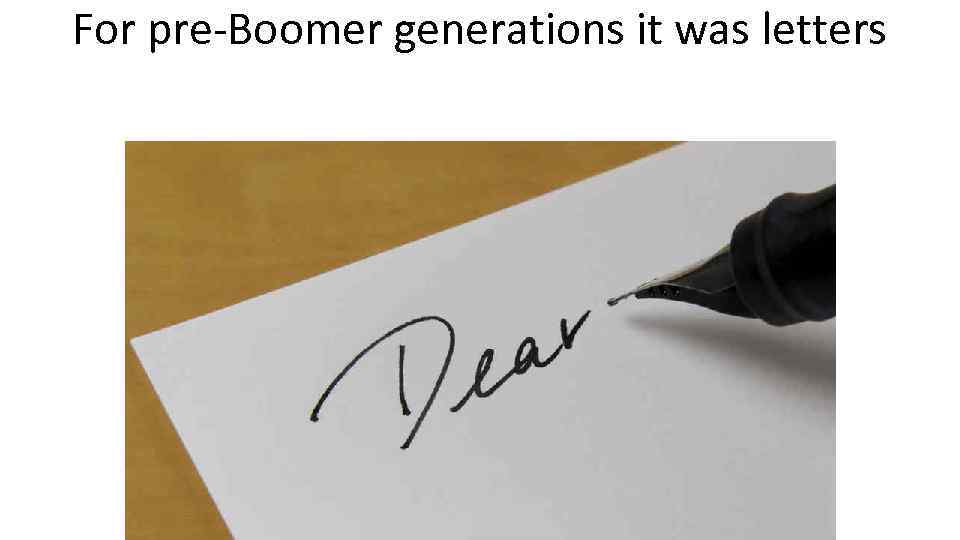 For pre-Boomer generations it was letters 
